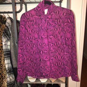 Michael Kors Pink Snakeskin bow blouse